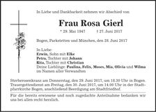 Traueranzeige Rosa Gierl