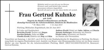 Traueranzeige Gertrud Kuhnke