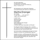 Traueranzeige Martha Ensinger