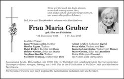 Traueranzeige Maria Gruber