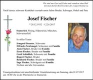 Traueranzeige Josef Fischer