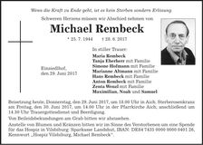 Traueranzeige Michael Rembeck