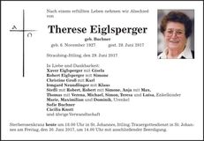 Traueranzeige Therese Eiglsperger