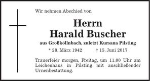 Traueranzeige Harald Buscher