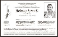 Traueranzeige Helmut Sträußl