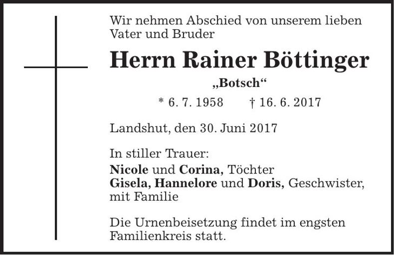 Traueranzeige Rainer Böttinger
