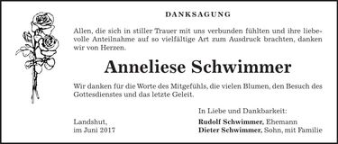 Traueranzeige Anneliese Schwimmer