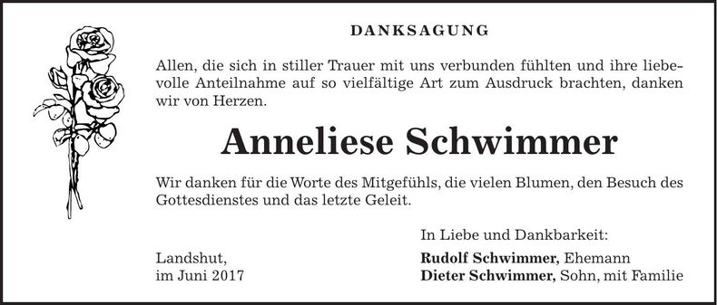 Traueranzeige Anneliese Schwimmer