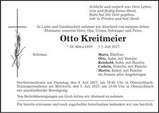 Traueranzeige Otto Kreitmeier