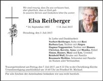 Traueranzeige Elsa Reitberger