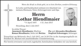 Traueranzeige Lothar Hiendlmaier