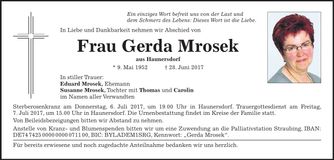 Traueranzeige Gerda Mrosek