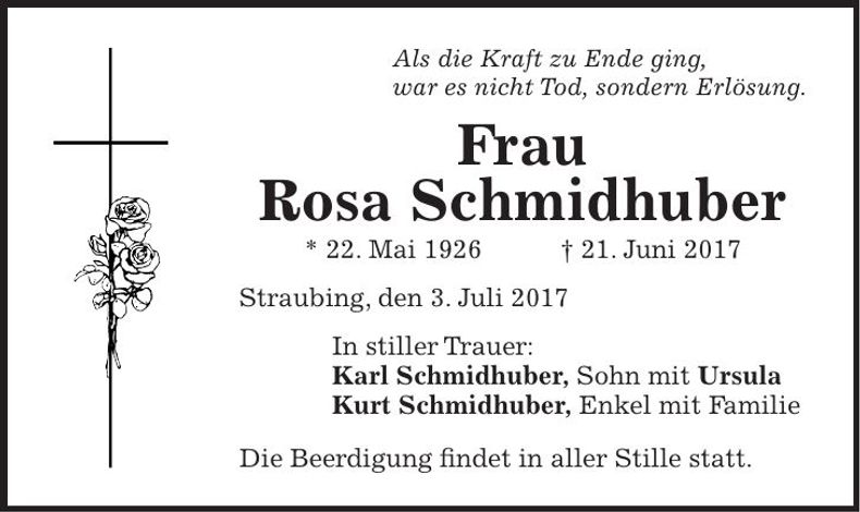 Traueranzeige Rosa Schmidhuber