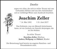 Traueranzeige Joachim Zeller
