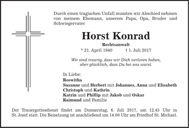 Traueranzeige Horst Konrad