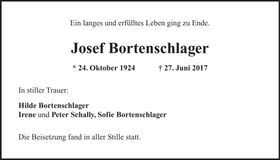Traueranzeige Josef Bortenschläger
