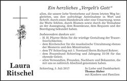 Traueranzeige Laura Ritschel