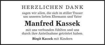 Traueranzeige Manfred Kassek