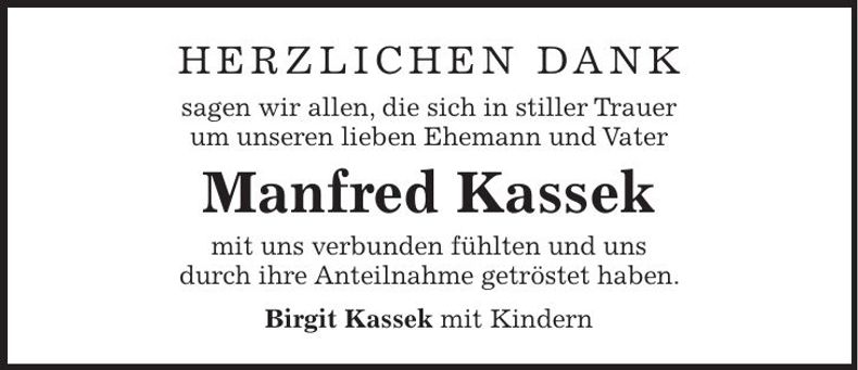 Traueranzeige Manfred Kassek