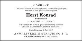 Traueranzeige Horst Konrad