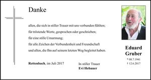 Traueranzeige Alois Eduard Gruber