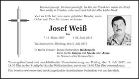 Traueranzeige Josef Weiß