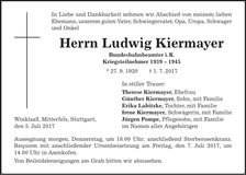 Traueranzeige Ludwig Kiermayer
