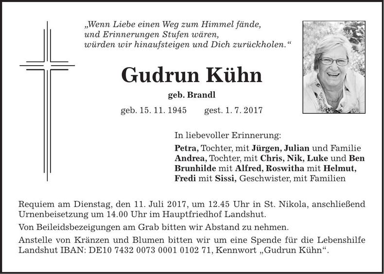 Traueranzeige Gudrun Kühn