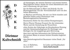 Traueranzeige Dietmar Kaltschmidt