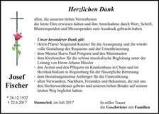 Traueranzeige Josef Fischer