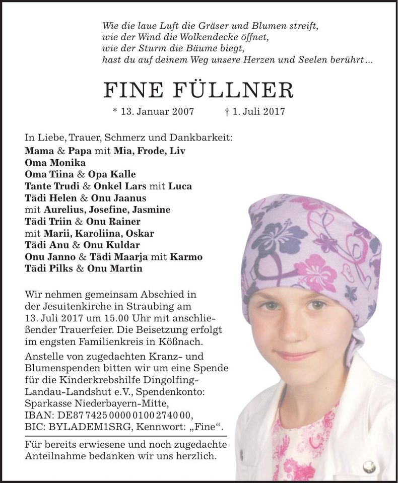 Traueranzeige Fine Füllner
