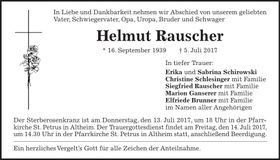 Traueranzeige Helmut Rauscher