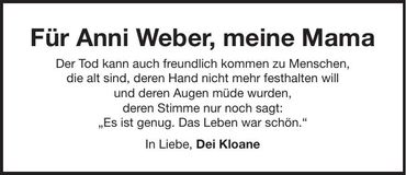 Traueranzeige Anni Weber