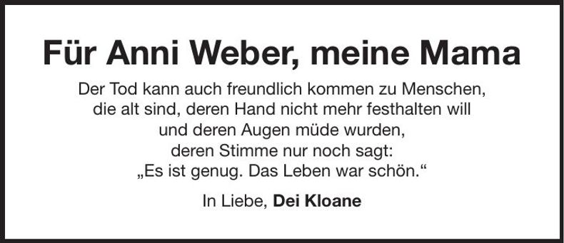 Traueranzeige Anni Weber