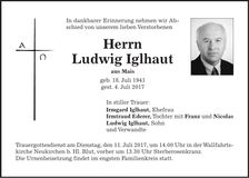 Traueranzeige Ludwig Iglhaut