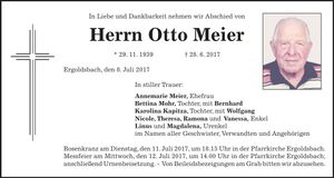 Traueranzeige Otto Meier