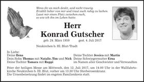Traueranzeige Konrad Gutscher