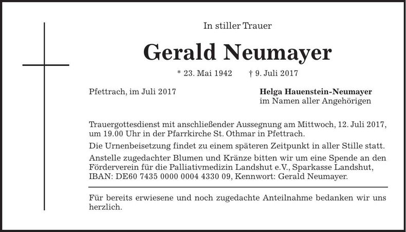 Traueranzeige Gerald Neumayer