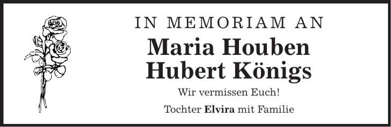 Traueranzeige Maria Houben