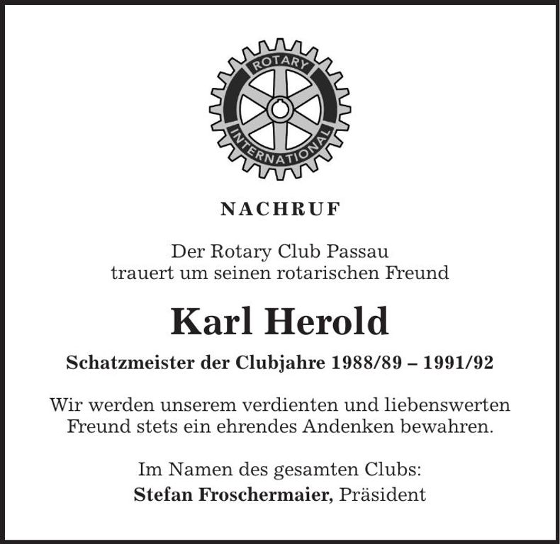 Traueranzeige Karl Herold