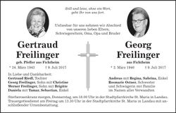 Traueranzeige Gertraud und Georg Freilinger