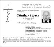 Traueranzeige Günther Steuer