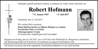 Traueranzeige Robert Hofmann