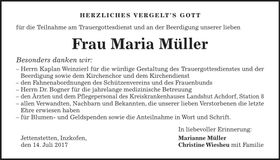 Traueranzeige Maria Müller