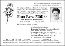 Traueranzeige Rosa Müller