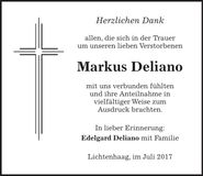 Traueranzeige Markus Deliano
