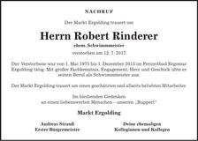 Traueranzeige Robert Rinderer