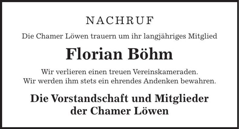 Traueranzeige Florian Böhm