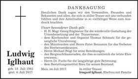 Traueranzeige Ludwig Iglhaut