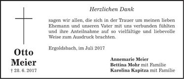 Traueranzeige Otto Meier